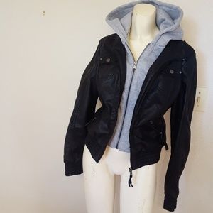 Ci Sono by Cavalini hooded leather jacket M